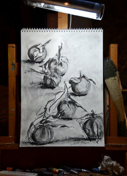 Clementines in charcoal 3116x4317