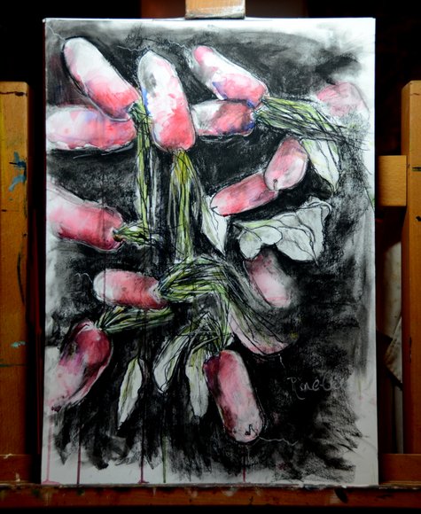 Radishes in watercolor and charcoal 3251x3976