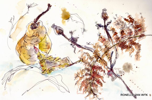 Sketching autumn leaves