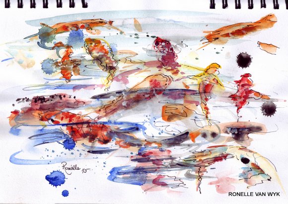 Ronelle van wyk- Koi fish in watercolor-001