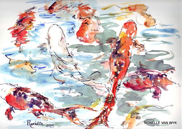 Ronelle van wyk- Koi fish in watercolor-005