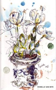 ronelle van Wyk - watercolors - sketching in the garden-001