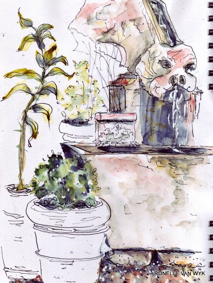 gargoyle and fontain